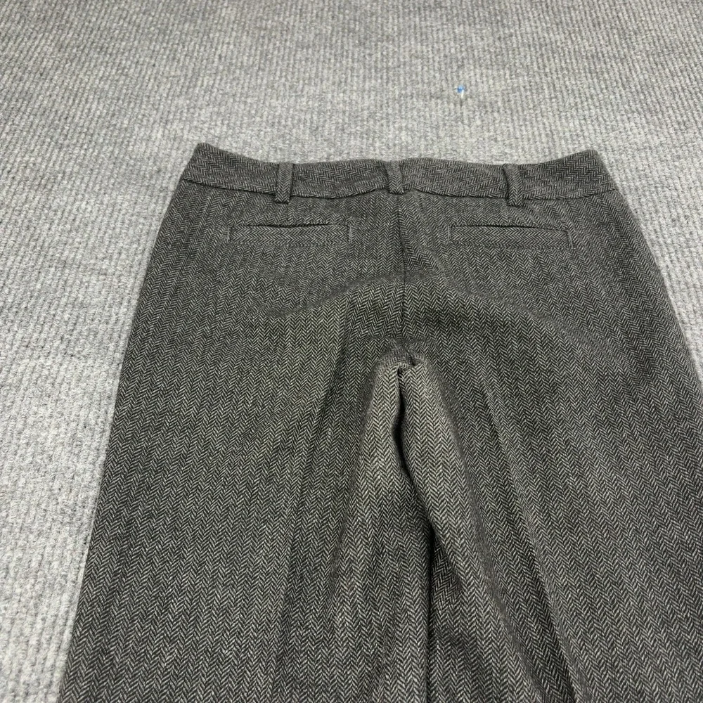 Lands End Pants Womens 4 Gray Wool Blend Herringbone Dress Trousers Classic